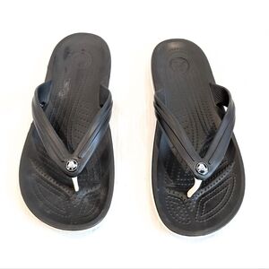 CROCS Crocband Flip Black Thong Flip Flops with Logo Size 9 Mens 11 Womens